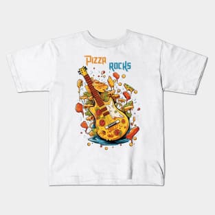 Pizza Guitar - Pizza Rocks Kids T-Shirt